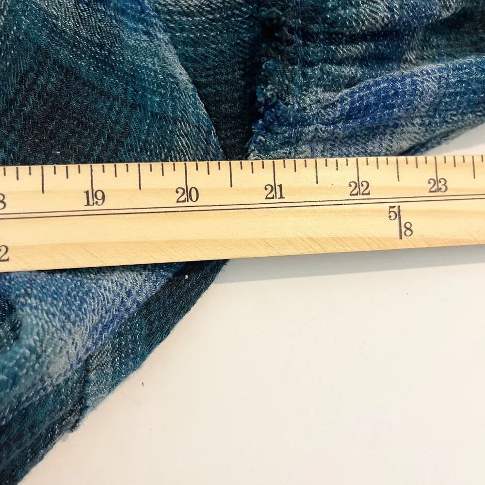 Free People By The Way Navy Plaid Long Sleeve‎ Mini Shirt Dress Grunge - Size XS